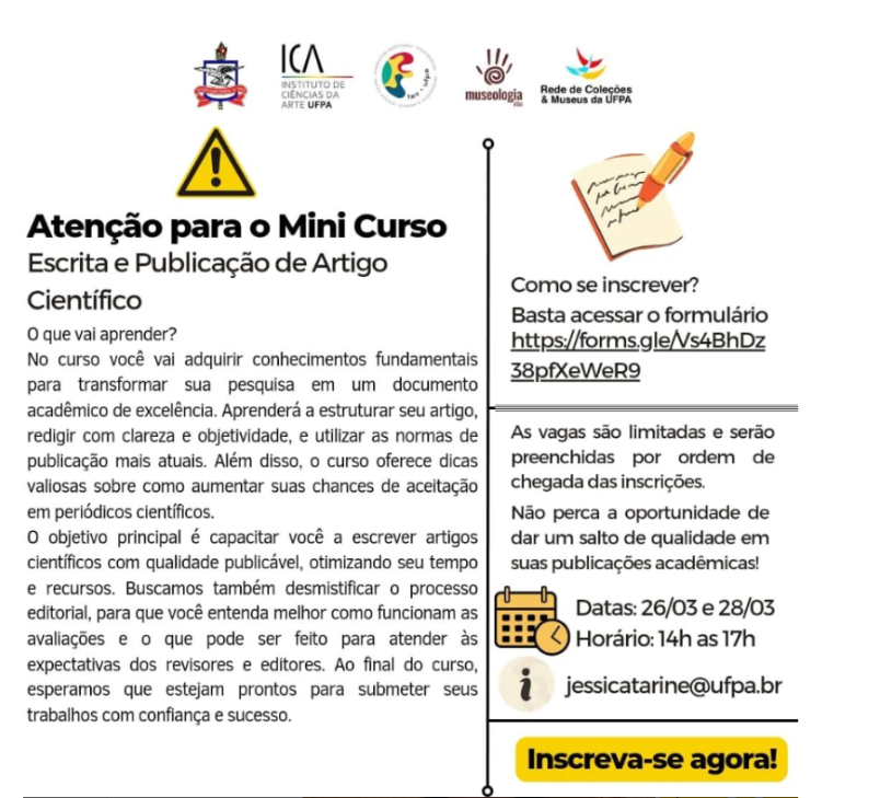 Pôster do Mini Curso de Escrita e Publicação de Artigo Científico - Turma 2023
